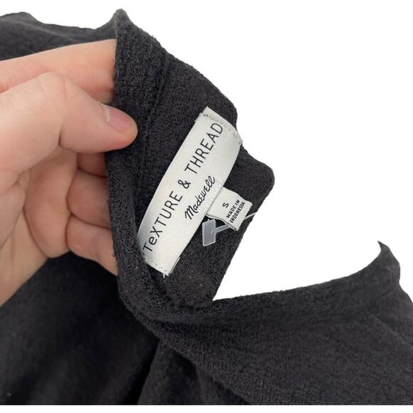 Madewell Women’s Scoop Neck Texture & Thread Black Long Sleeve Bunched Sweater - Picture 4 of 5